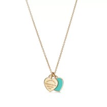 Return to Tiffany™ Mini Double Blue Heart Tag Pendant in Yellow Gold Front