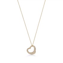 Elsa Peretti® Open Heart Pendant in Yellow Gold with Pavé Diamonds