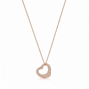 Elsa Peretti® Open Heart Pendant in Rose Gold with Pavé Diamonds