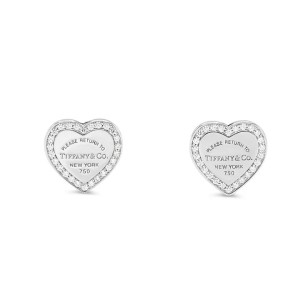 Return To Tiffany Diamond Heart Earrings in 18K White Gold 0.26 ctw