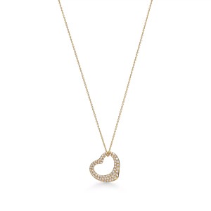 Elsa Peretti® Open Heart Pendant in Yellow Gold with Pavé Diamonds