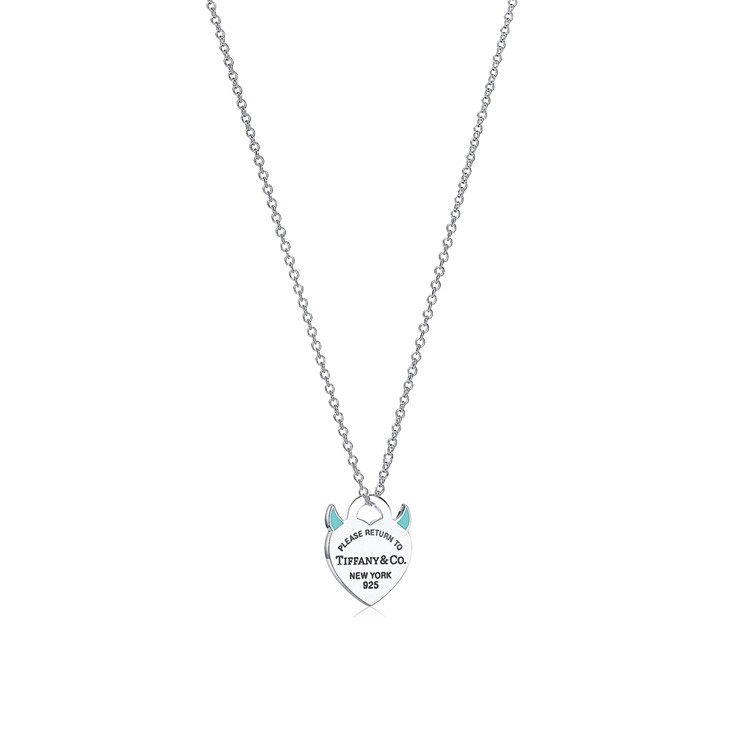"Return to Tiffany" Devil Heart Tag Charm in Silver on a 18" chain
