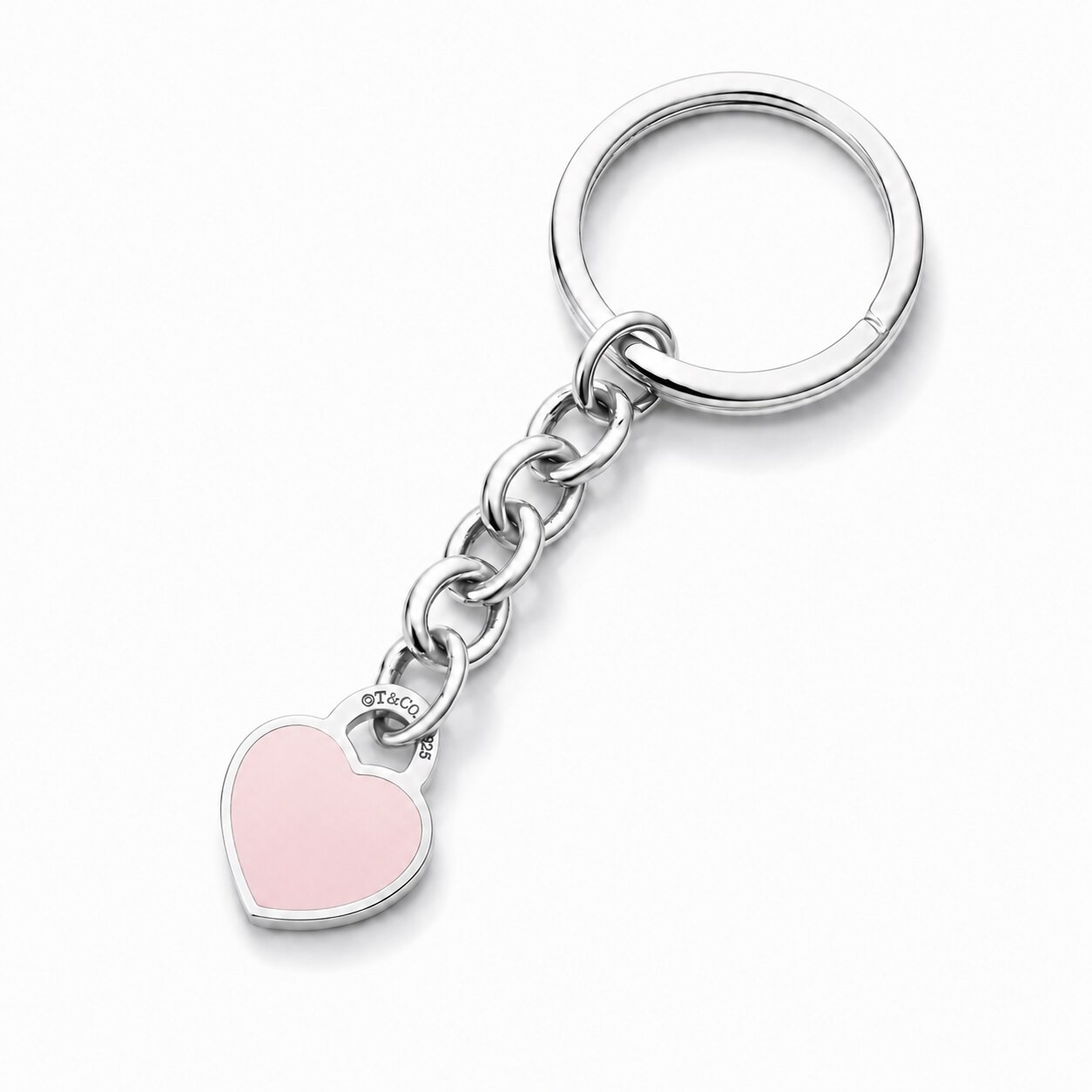 Return to Tiffany Pink Heart Tag Key Ring 