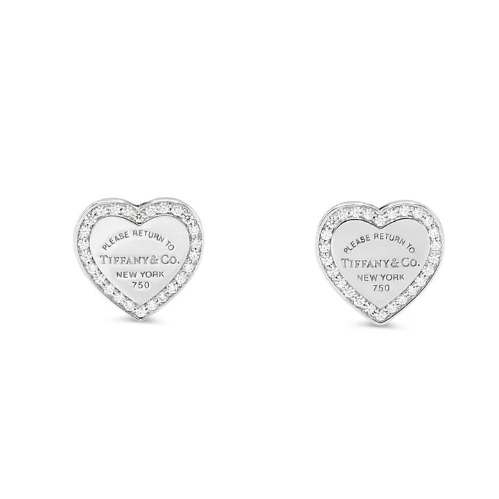 Return To Tiffany Diamond Heart Earrings in 18K White Gold 0.26 ctw