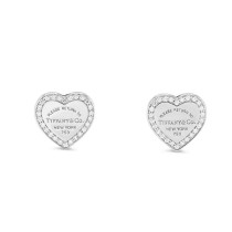 Return To Tiffany Diamond Heart Earrings in 18K White Gold 0.26 ctw