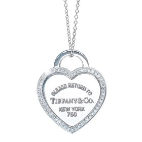 Tiffany & Co. White Gold Diamond Return To Tiffany Small Heart Tag Pendant Necklace 