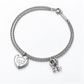 Return to Tiffany Love Heart & Keys Double Chain Bracelet in Sterling Silver