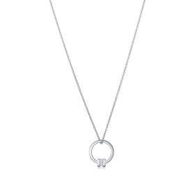 Tiffany T Pendant with a Baguette Diamond on a 18" Chain
