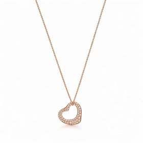 Elsa Peretti® Open Heart Pendant in Rose Gold with Pavé Diamonds