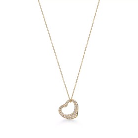 Elsa Peretti® Open Heart Pendant in Yellow Gold with Pavé Diamonds